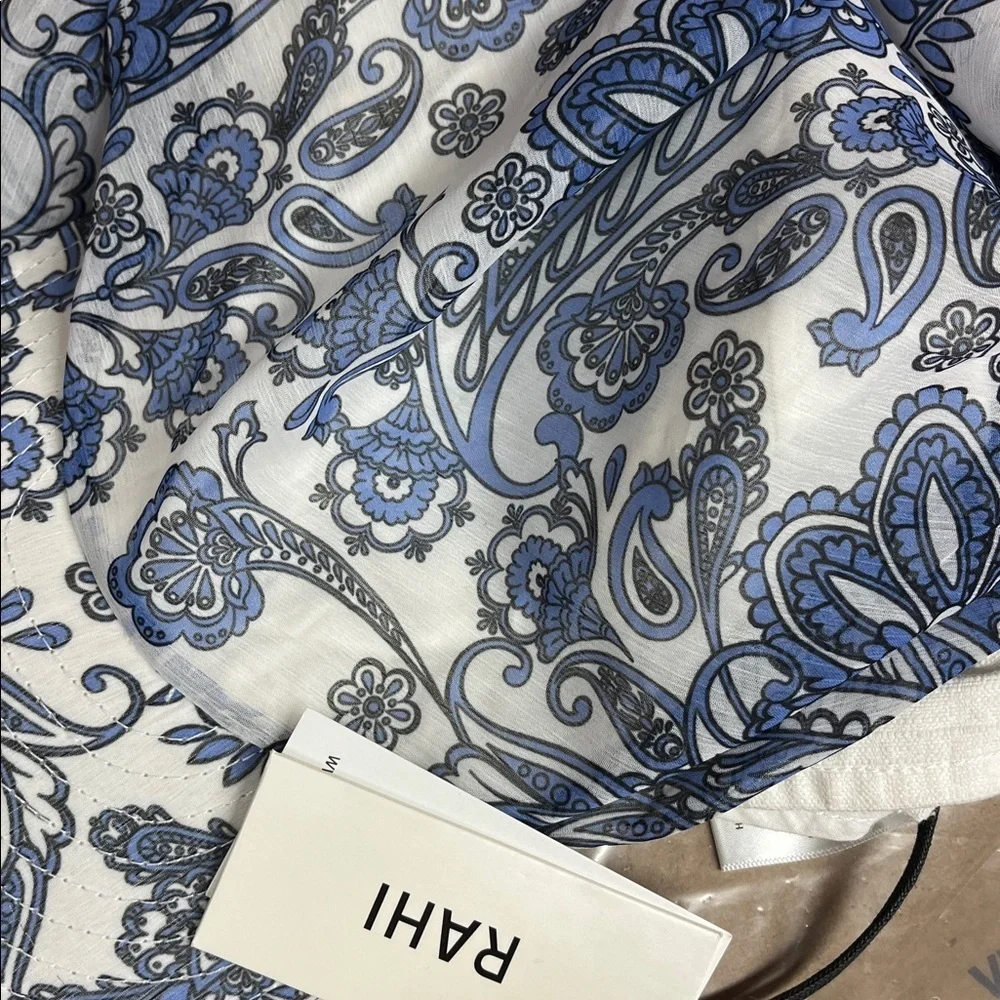 Free People Blue and Black Paisley Scarf Cap x Rahi Postiano New With Tag